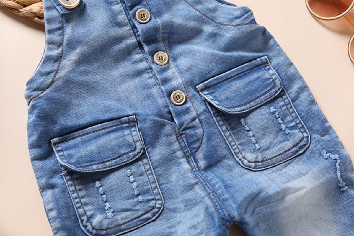 Baby & Little Boys/Girls Blue & Black Denim Overalls,Jean Workwear