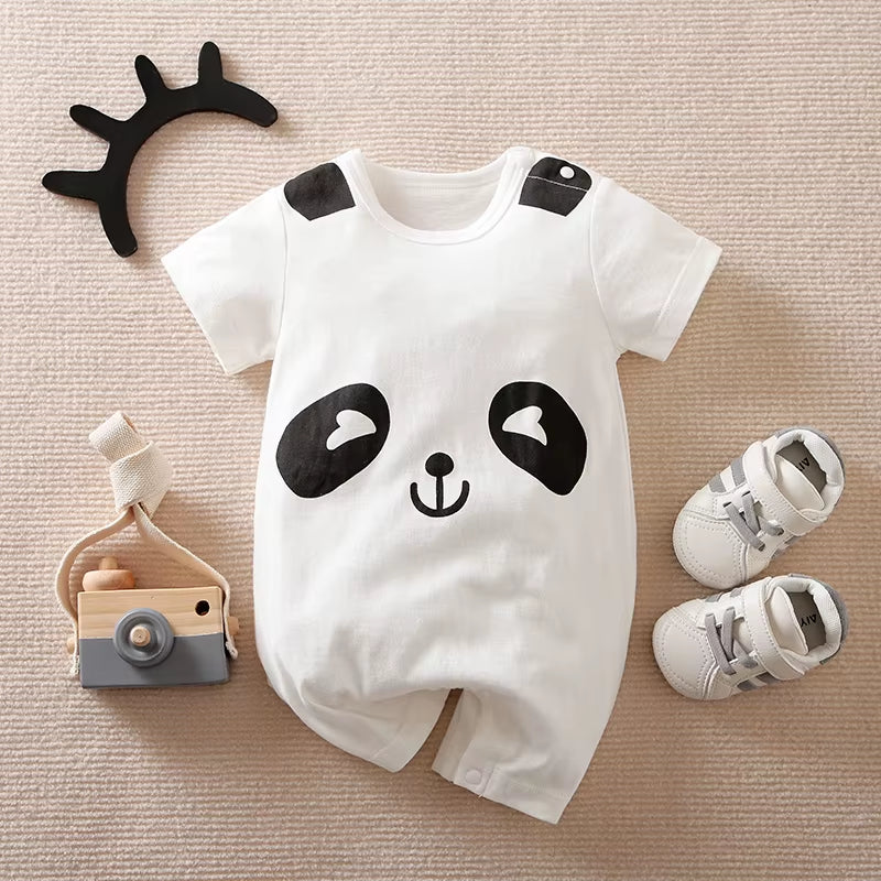 Cuddle Cub – White Bear Print Cotton Romper for Babies