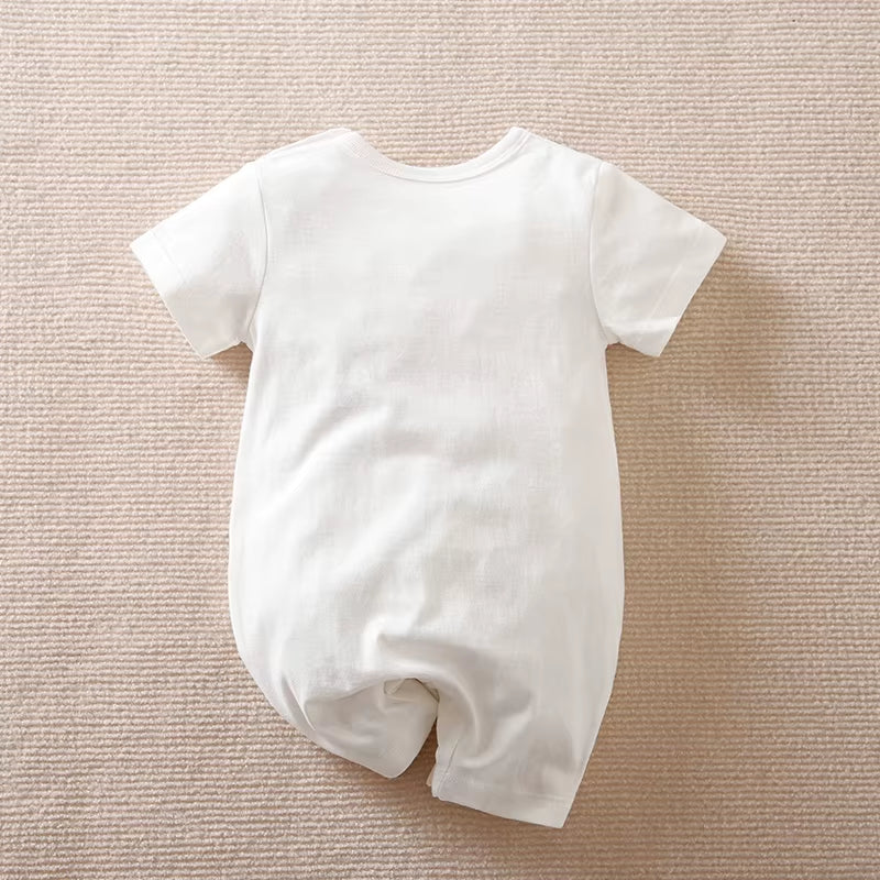 Cuddle Cub – White Bear Print Cotton Romper for Babies