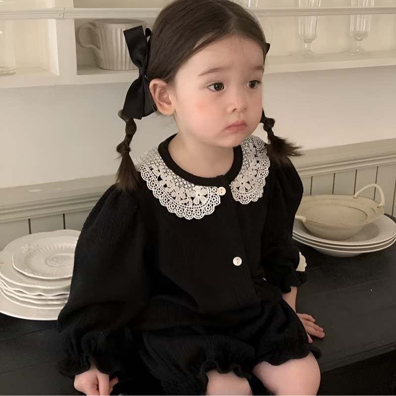 LaceMuse – Korean Style Baby Girl Cardigan & Shorts Set